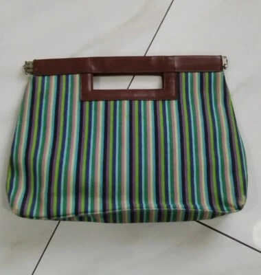 Cartera GAP Y2K imitación cuero bisagras años 2000 multi rayas algodón ver fotos  Foto 1 de 4