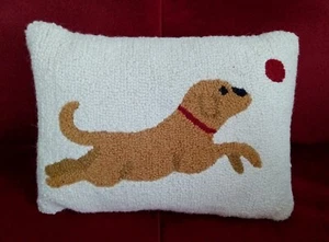 Pillow LL Bean Hooked Throw Wool Labrador Dog With Ball 20"  X 14"X 5"Christmas - Picture 1 of 13