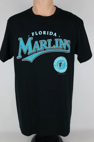 2005 Florida Marlins Baseball MLB Mens Medium Black Short Sleeve Graphic T Shirt Cover