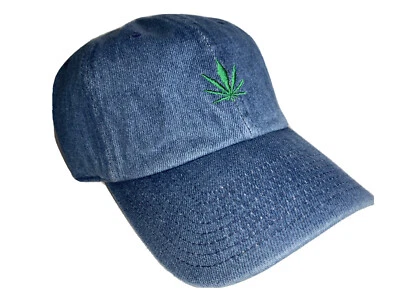 NUEVO AZUL DENIM HOJA DE HIERBA AJUSTABLE PAPÁ SOMBRERO GORRA CORREA ESPALDA CURVADO BILLETE ADULTO TALLA Foto 1 de 2