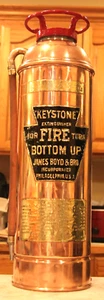 Antique Vintage "KEYSTONE" Copper Brass Fire Extinguisher-Polished Restored - Picture 1 of 20