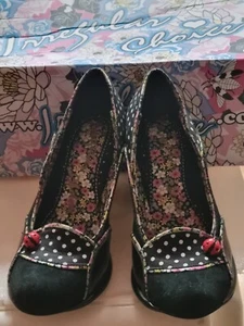 UK3 IRREGULAR CHOICE Leather Suede Ladybird Polka Dot 3" Heels Party Shoes SALE - Picture 1 of 14