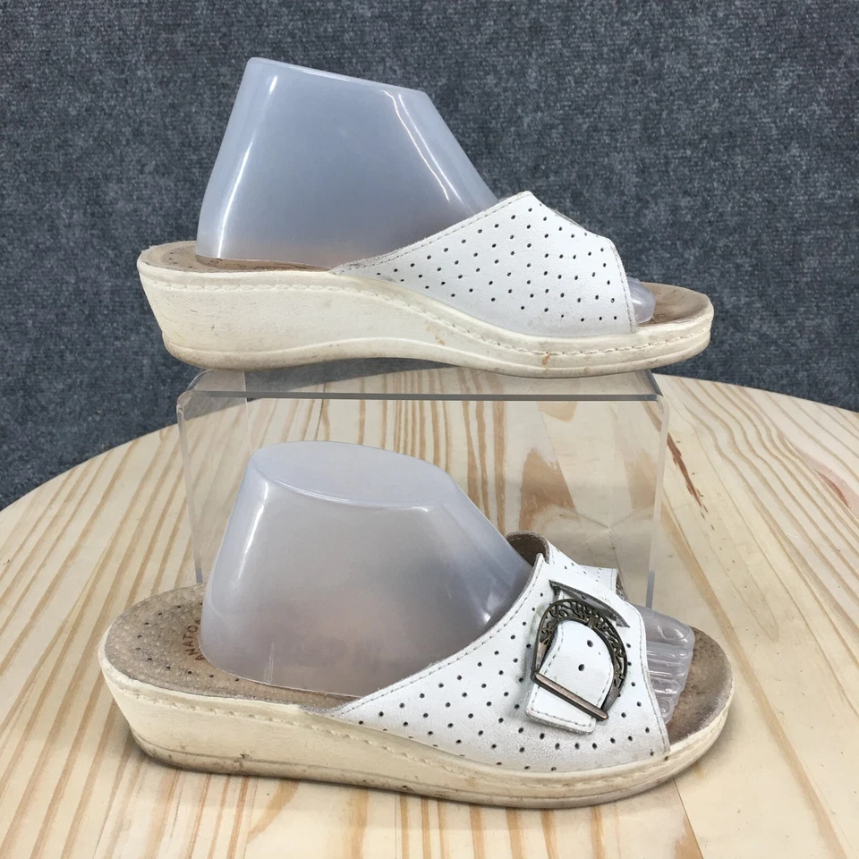 Sandalias Fly Flot para mujer 35 informales sin cordones hebilla cuña deslizable cuero blanco Italia Foto 1 de 4