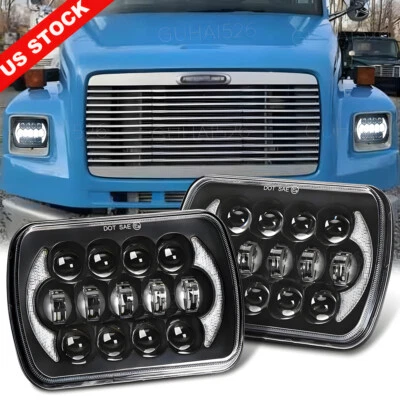 for Freightliner FL50 FL60 FL70 FL80 MT35 Pair 7x6inch Led Headlights Hi/Lo Beam - Image 1 of 4