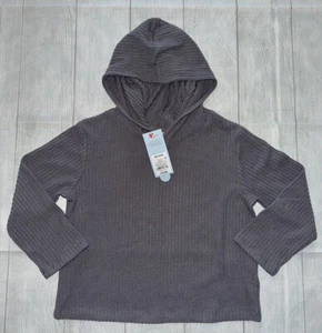 NWT Cat & Jack Girls' Gray Cozy Rib Pullover Hoodie Top Size XS - Picture 1 of 7