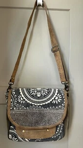 Myra Bag Purse Medium- Size Cowhide Tapestry Upcycle Cowgirl Western Boho - Picture 1 of 10