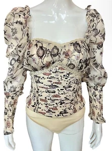 Free People $128 New Brunch Blouse Date Bodysuit Top Combo Shirt Size S New NWT - Picture 1 of 11