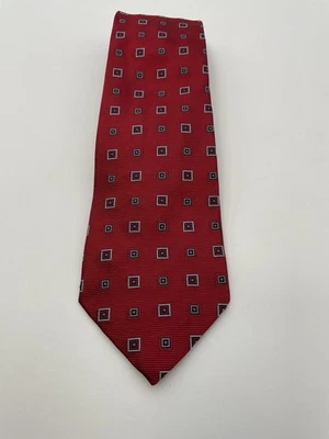 Corbata Jaeger 100 % seda roja Repp para hombre corbata geométrica hecha en Italia 60"x4" XL Foto 1 de 4