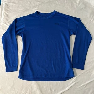 Patagonia Kids Sz 12 Blue Capilene Baselayer Crew Neck Long Sleeve Shirt - Picture 1 of 8