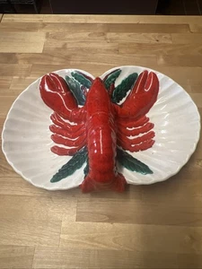 Vintage Holland Form Hummer geteilt Servierschale Keramik handbemalt 15" 1983 - Bild 1 von 7