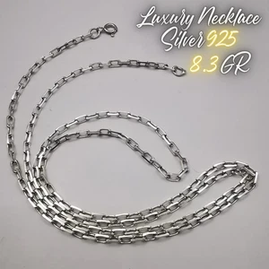 Collana fine unica vintage catena fermacarte sottile lunga massiccia 925 sterling uomo 8 g - Foto 1 di 9