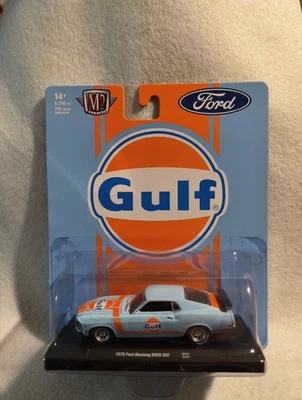 M2 Machines Gulf 1970 Ford Mustang Boss 302 Blue/Orange, R131 New - Image 1 of 4