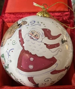 Vintage Pier 1 Li Bien Babbo Natale ed Elfi Vetro Decorazione Natalizia NUOVO - Foto 1 di 8
