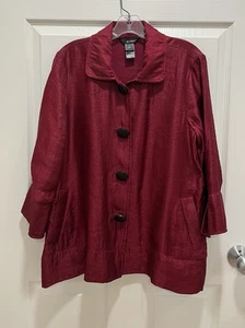ALI MILES Größe M Tunika Oberteil glänzend dunkelrot Knopfleiste 3/4 Arm - Bild 1 von 7