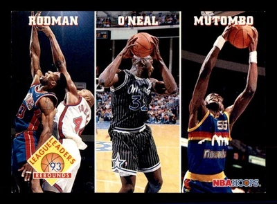 1993-94 Hoops #284 Rebounds (Dennis Rodman / Shaquille O'Neal / Dikembe Mutombo) - Image 1 of 2