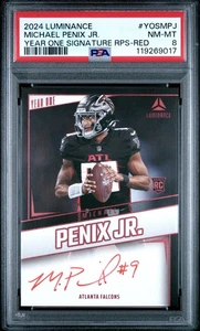 2024 Panini Luminance Año Uno Firma RPS-Rojo Michael Penix Jr. #YOSMPJ PSA 8 - Imagen 1 de 2