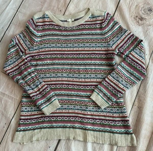 Talbots Fair Isle Pullover Damen Large bunt fröhlich weich Pulli Nylon " - Bild 1 von 7
