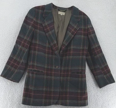 Vintage años 90 L.L. Blazer forrado en frijoles para mujer chaqueta de lana a cuadros 8 Hecha en EE. UU. Clásica Foto 1 de 4