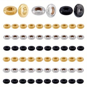 1box 60pcs 3 colors Donut Spacer Beads Black and golden 4mm Rondelle Beads set - Picture 1 of 7