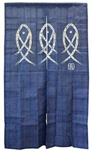 New Japanese Noren Curtain 34"W x 59"L Fish Pattern Room Divider Tapestry - Picture 1 of 7