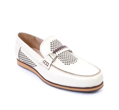 ROBERTO SERPENTINI 756 Beige Cuero Mocasines Mocasines Zapatos 43 / EE. UU. 10 Foto 1 de 4