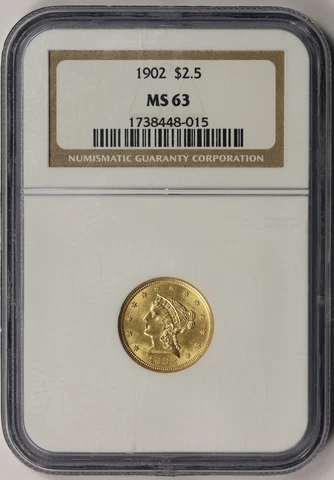 1902 Liberty Head Quarter Eagle Gold $2.5 MS 63 NGC Cover