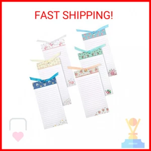 Juvale 6-Pack Magnetic Notepads for Refrigerator - Floral Shopping List, To-Do, - Picture 1 of 2