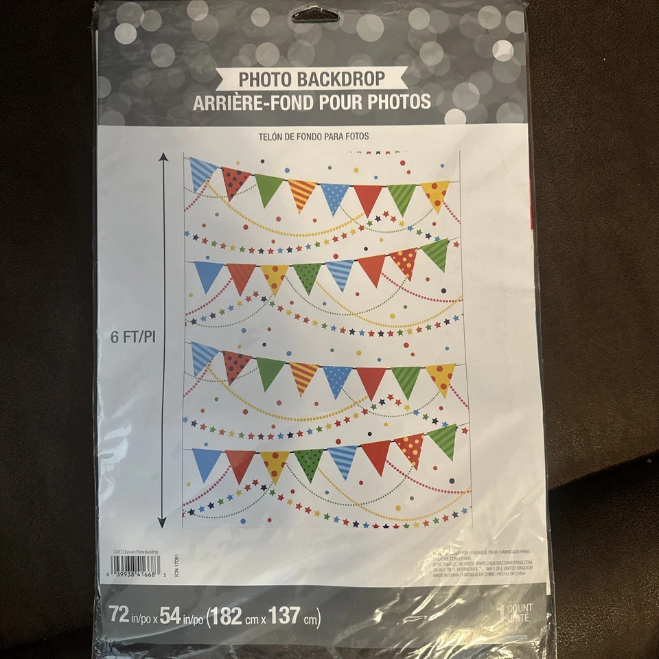 Creative Converting Photo Backdrop, Party Banners, Multi-colored 72x54” 6 Foot - Image 1 of 1
