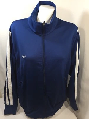 Speedo Men Blue Sweater Zip Up Turtle Neck Exposed Zipper Long Sleeve Size Large - Imagem 1 de 4