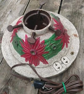 Antique NOMA Lighted Electric Cast Iron POINSETTIA Christmas TREE STAND - Picture 1 of 9