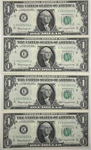 10 SEQUENTIELL 1963 BU $ 1 FEDERAL RESERVE NOTES RICHMOND VIRGINIA - Bild 1 von 5