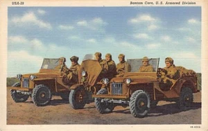 Postcard: U. S. Army Bantam Cars, U. S. Armored Division, Linen, 1940's - Picture 1 of 2