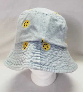NUEVO CON ETIQUETAS EB Unisex Cubo Sombrero Cara Sonriente Denim OSFM - Imagen 1 de 4