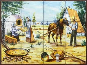 TILES Hand Painted Typical Spanish paella, RICE 24"x32” VALENCIA - Picture 1 of 6