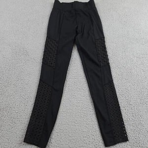 Carbon 38 High Rise Ankle Leggings Womens Medium Black Floral Detailing Yoga Run - Picture 1 of 13