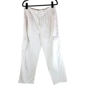 Zara Womens Cargo Pants Wide Leg Cotton Pockets White L - Picture 1 of 5