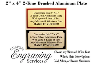 2"x4" TWO TONE ALUMINUM CUSTOMIZED PLATE TAG PLAQUE See Description - Picture 1 of 2