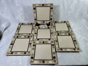 Better Homes CREAM MOSAIC Square Salad plate set of 7, 7 5/8", Very good - Picture 1 of 5