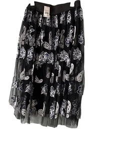 c est 1946 skirt 14/16 black floral paisley design - Picture 1 of 6