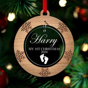 PERSONALISED Babys First Christmas Tree Decoration Baby Boy Girl 1st Xmas Bauble - Picture 1 of 12