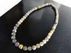 18K Gold on Sterling Silver 925 Natural Labradorite Bead Necklace 17.5"