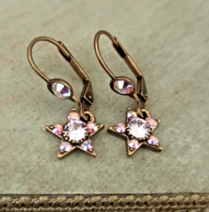 Michal Negrin Earrings AB White Star Crystals Small Dainty Christmas Lovely Gift - Picture 1 of 11