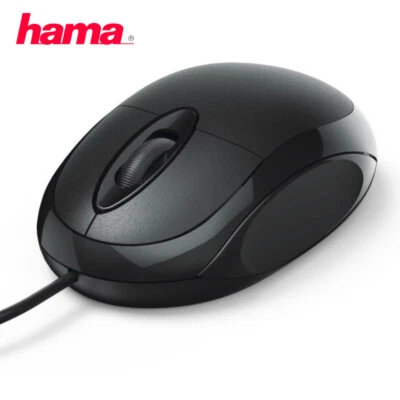 Hama MC100 Wired USB Mouse/PC/MAC/Travel/Compact/Small/3 Button/Black - Image 1 of 3