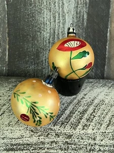 Mercury Glass Vintage Christmas Ornaments Hand Painted Hand Blown Poland Flower - Picture 1 of 4