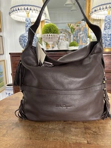 New With Tags Salvatore Ferragamo Brown Hobo Slouch Bag With Leather Tassels - Picture 1 of 7