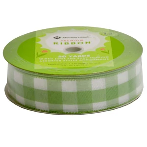 Member's Mark Premium Wired Ribbon 50 Yards 1-1/2 in Width, Green Checkered - Picture 1 of 3