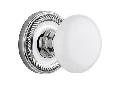 Roseta de cuerda de almacén con perilla de porcelana blanca, privacidad - 2,375", ch... Foto 1 de 2