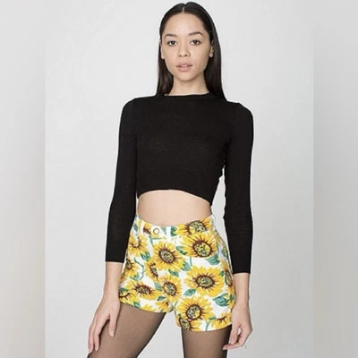 American Apparel Sunflower Printed High Rise Denim Jean Shorts Women’s 28/29 - Image 1 of 4