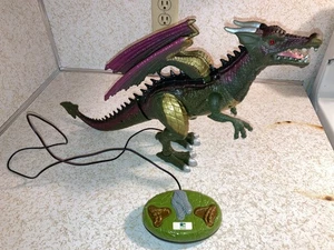 Mighty Megasaur Dragon-i-Toys Green Dragon Roars Light Up Eyes Animal Planet 18" - Picture 1 of 9