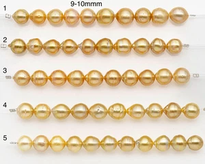 8-9mm or 9-10mm Golden South Sea Pearls, Natural Gold  Color, For Jewelry Makin - Picture 1 of 19